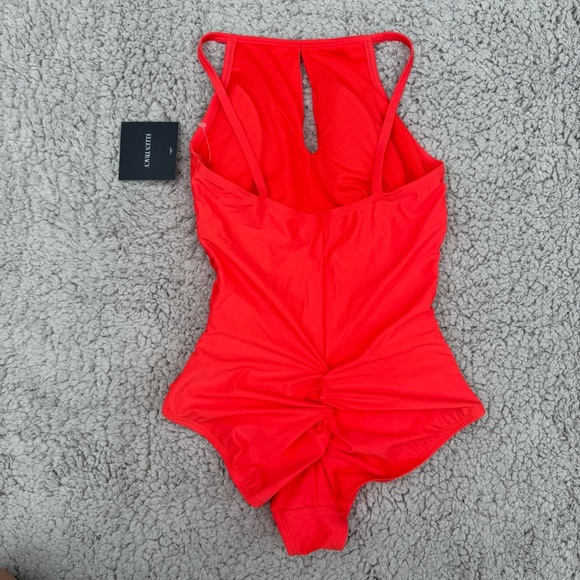 NWT ELLEN TRACY One Piece Swimsuit, High Neck Swimsuit with Keyhole Cutout - Picture 3 of 5